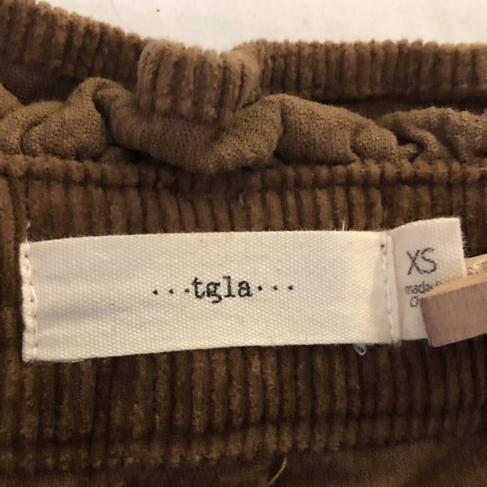 Tgla Corduroy Wide Leg Pants Belted Size XS W26 Paper bag Brown 4 Pockets - Picture 6 of 16